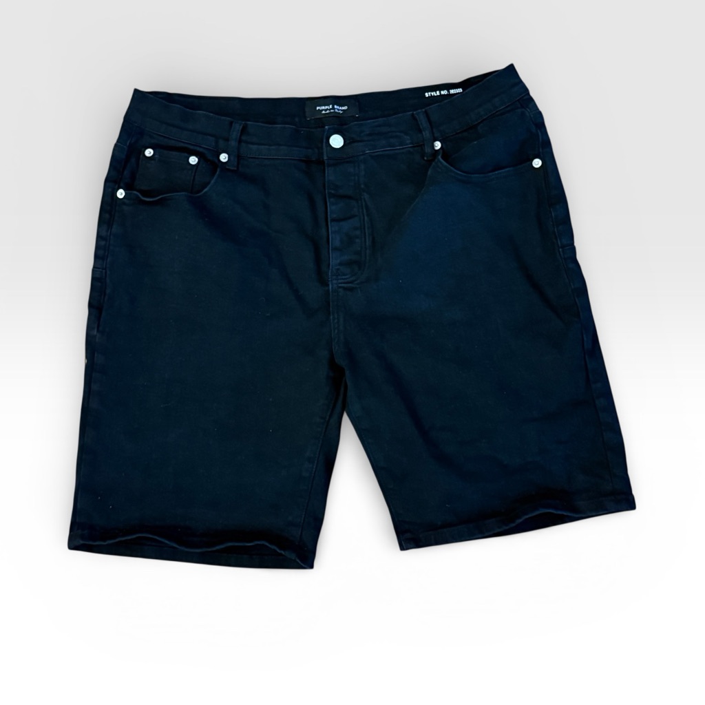Purple Brand Black Denim Shorts Lowrise Slim Leg Mens Size 40 Emo Goth Grunge